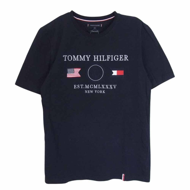 TOMMY HILFIGER トミーヒルフィガー ロゴ 星条旗 半袖 Tシャツ ネイビー系 M【中古】