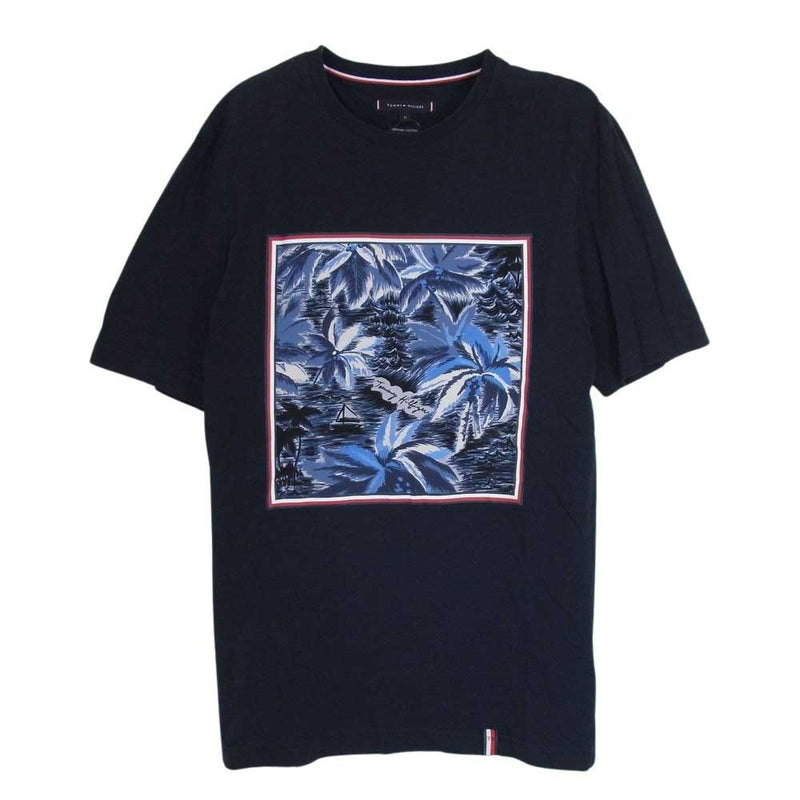 TOMMY HILFIGER トミーヒルフィガー プリント 半袖 Tシャツ ネイビー系 M【中古】