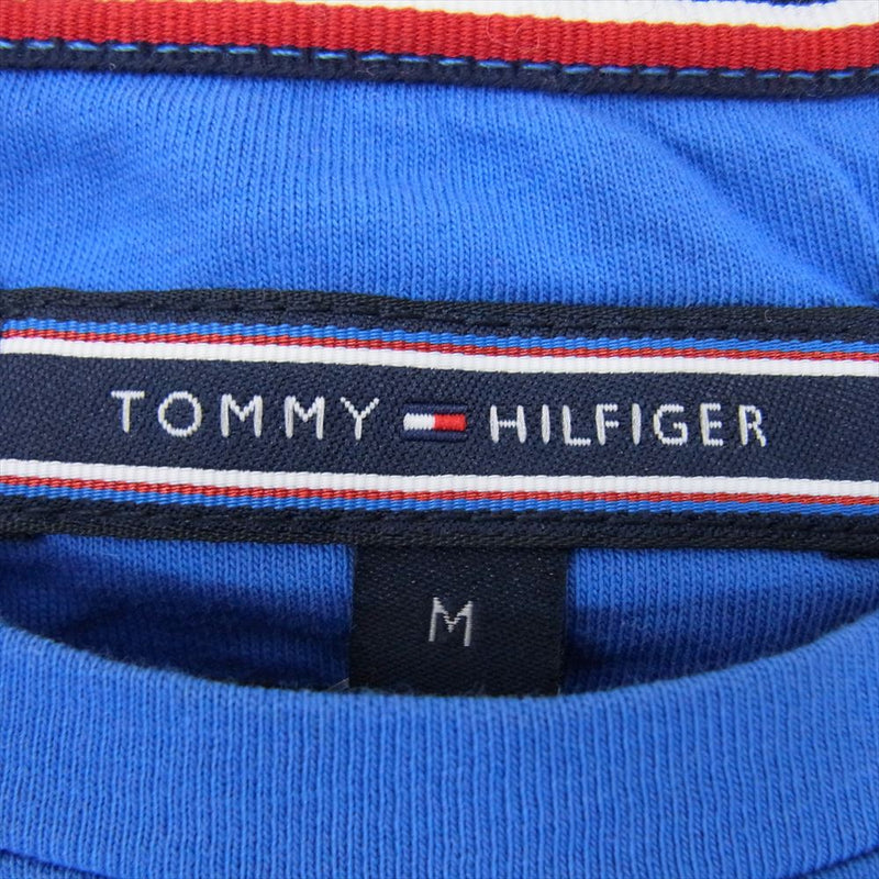 TOMMY HILFIGER トミーヒルフィガー ロゴ 丸首 クルーネック コットン 長袖 Tシャツ ブルー系 M【中古】