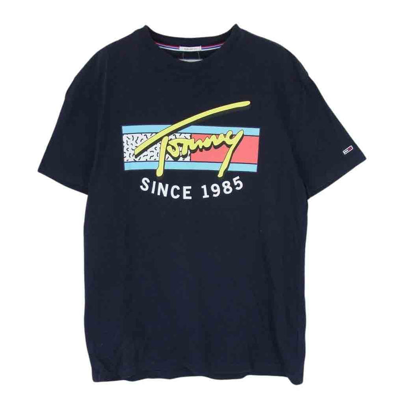 TOMMY HILFIGER トミーヒルフィガー SINCE 1985 フラッグ クルーネック ロゴ 半袖 Tシャツ ネイビー系 M【中古】