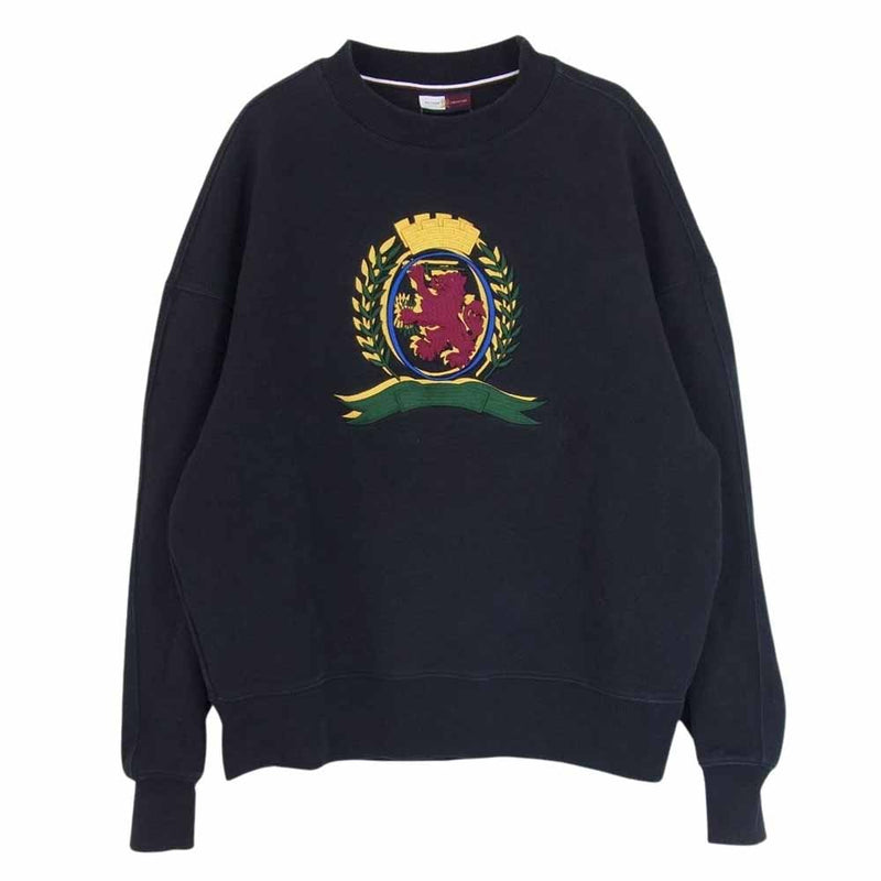 TOMMY HILFIGER トミーヒルフィガー COLLECTION コレクション エンブレム ロゴ刺繍 クルーネック スウェット トレーナー ネイビー系 M【中古】