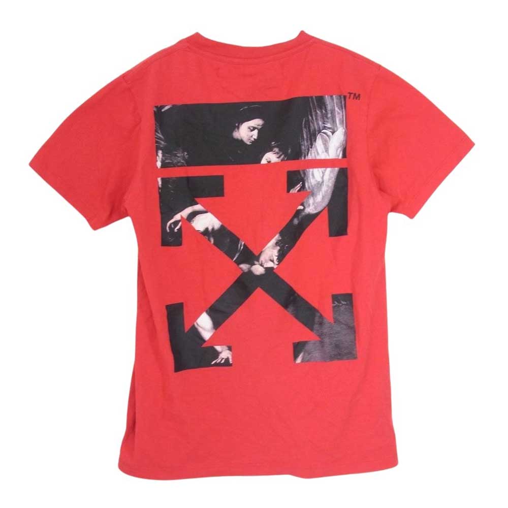 OFF-WHITE オフホワイト OMAA027S20185004 CARAVAGGIO ARROW S/S SLIM TEE アロー バックプリント 半袖 Tシャツ レッド系 M【中古】