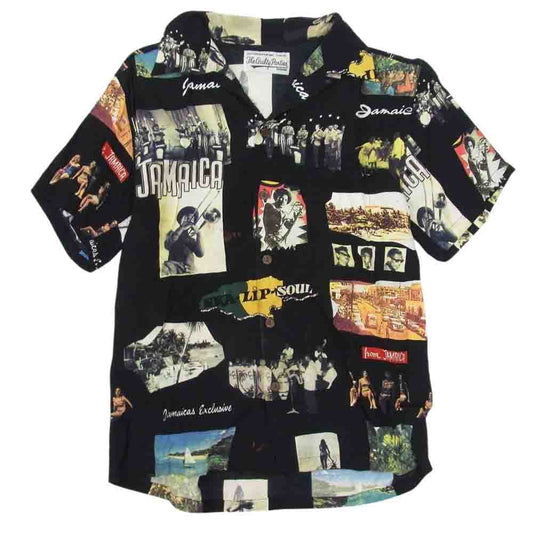 WACKO MARIA ワコマリア 17SS KINGSTON JAMAICA S/S HAWAIIAN SHIRT キングストン ジャマイカ ハワイアン 半袖 シャツ ブラック系 M【中古】
