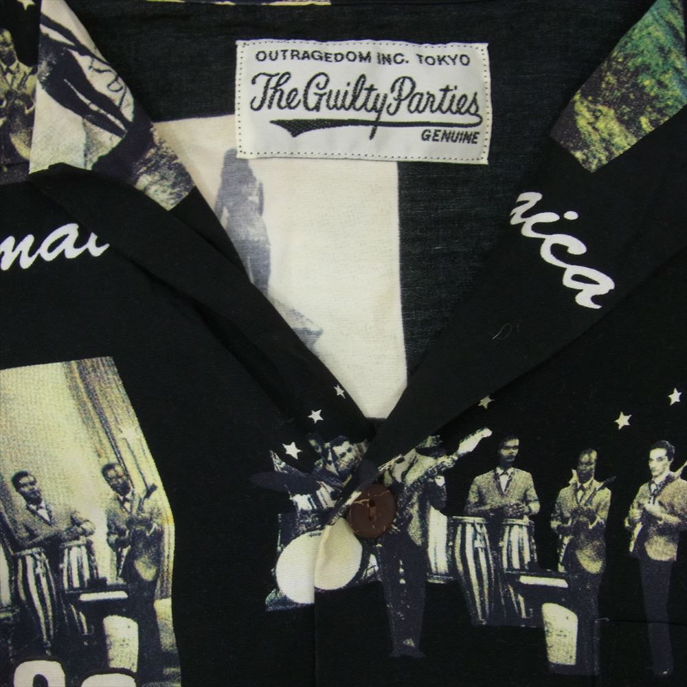 WACKO MARIA ワコマリア 17SS KINGSTON JAMAICA S/S HAWAIIAN SHIRT キングストン ジャマイカ ハワイアン 半袖 シャツ ブラック系 M【中古】