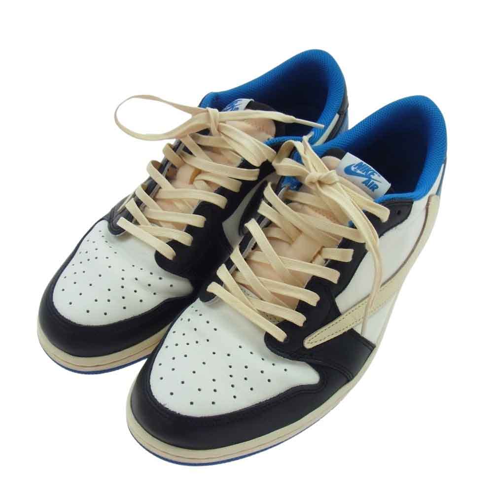 NIKE ナイキ DM7866-140 フェイクバスターズ鑑定済 × Travis Scott × Fragment Air Jordan 1 Low OG SP Military Blue トラヴィス・スコット フラグメント エアジョーダン1 ロー OG SP ミリタリー ブルー スニーカー マルチカラー系 28.5cm【中古】