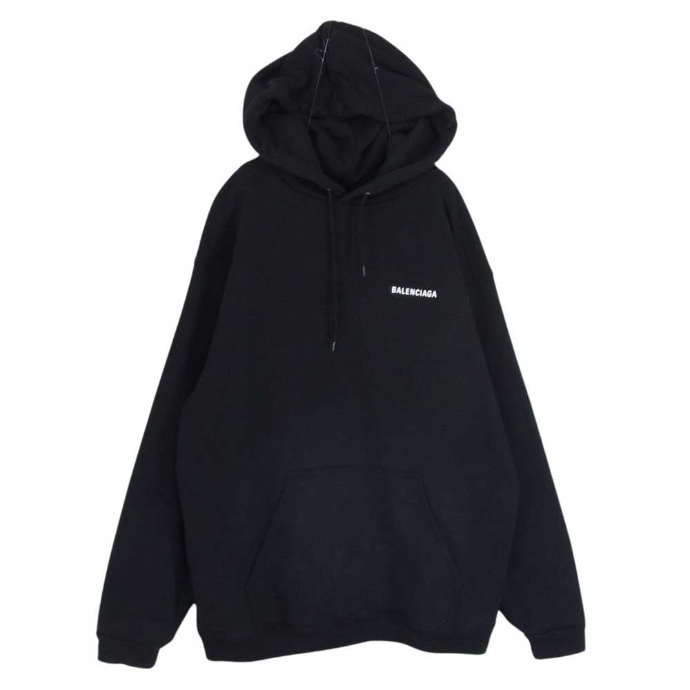 BALENCIAGA バレンシアガ 600583 バックロゴ プリント プルオーバー パーカー スウェット ブラック系 L【中古】