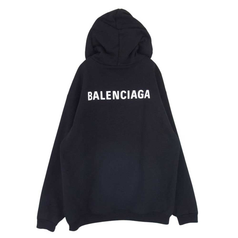 BALENCIAGA バレンシアガ 600583 バックロゴ プリント プルオーバー パーカー スウェット ブラック系 L【中古】