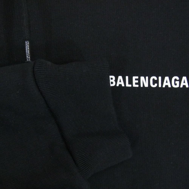BALENCIAGA バレンシアガ 600583 バックロゴ プリント プルオーバー パーカー スウェット ブラック系 L【中古】