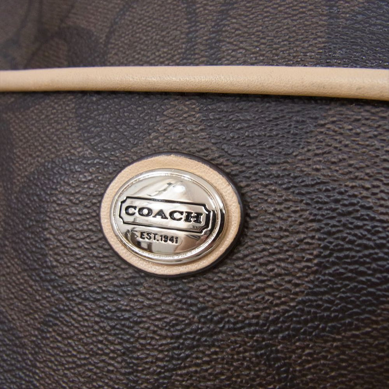 COACH コーチ F77527 PVC シグネチャー ショルダー トート バッグ ブラウン系【中古】