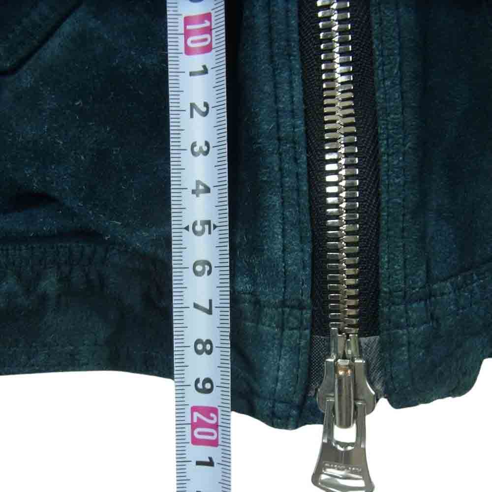 ISAMUKATAYAMA BACKLASH イサムカタヤマバックラッシュ 1878-04 JAPAN CALF WET WHITE GARMENT-DYED COVERALL JACKET ジャパン カーフ スエード 白鞣し カバーオール 襟ボア着脱可 レザー ジャケット 青緑系 L【中古】