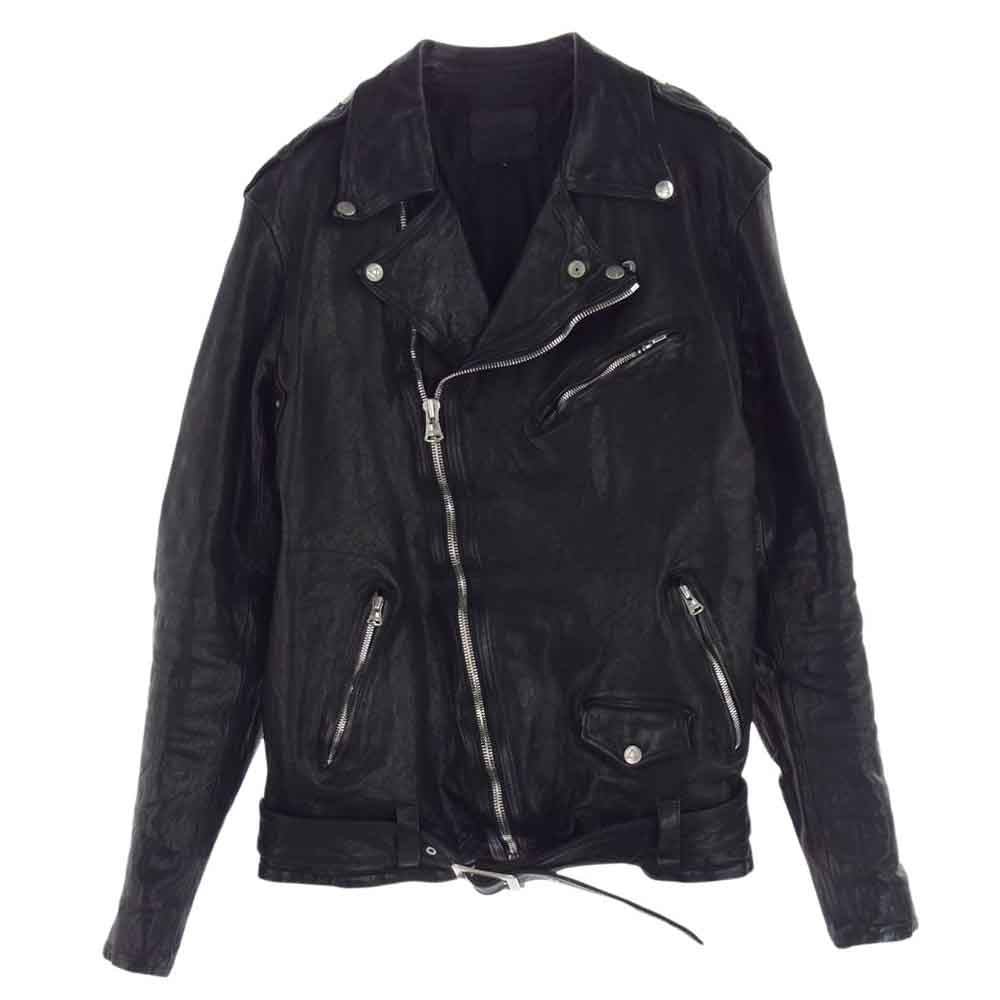 ISAMUKATAYAMA BACKLASH イサムカタヤマバックラッシュ 1773-07 DOUBLE BREASTED JACKET DOUBLE-SHOULDER OBJECT DYED 製品染め ダブルショルダー ライダース ジャケット ブラック系 XL【中古】