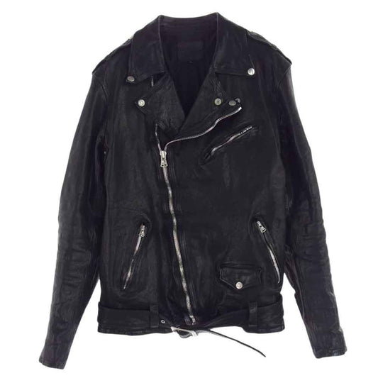 ISAMUKATAYAMA BACKLASH イサムカタヤマバックラッシュ 1773-07 DOUBLE BREASTED JACKET DOUBLE-SHOULDER OBJECT DYED 製品染め ダブルショルダー ライダース ジャケット ブラック系 XL【中古】