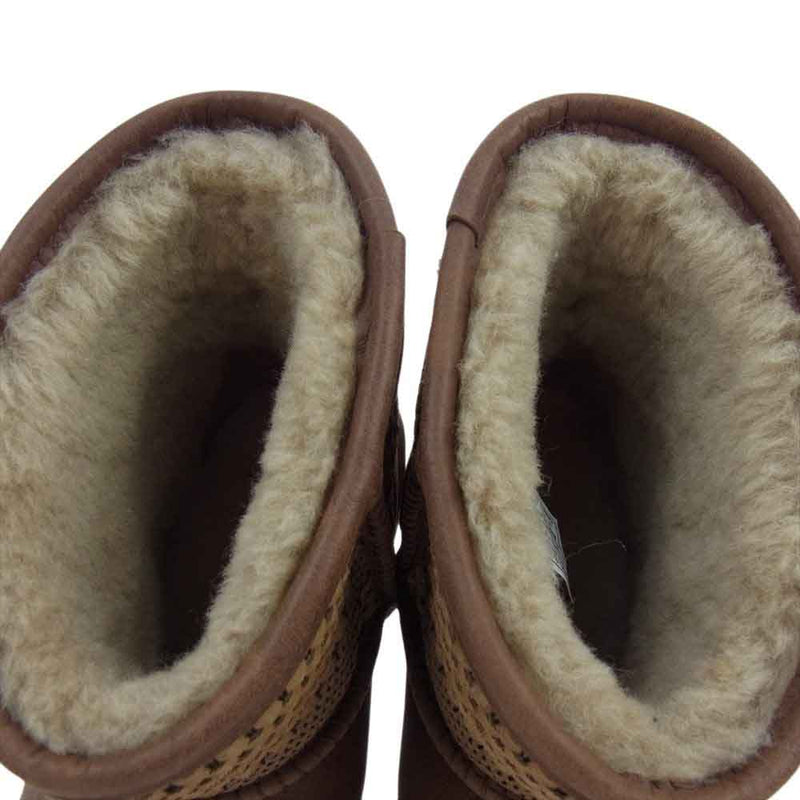 UGG アグ 1010648 編込み  ムートン ブーツ ブラウン系 26cm【中古】