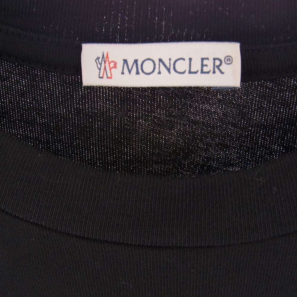 MONCLER モンクレール I20918C00047 8390T フロッキー ロゴ プリント 刺繍 ワッペン クルーネック 半袖 Tシャツ TEE ブラック系 S【中古】