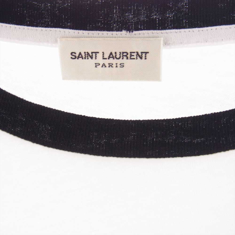 SAINT LAURENT サンローラン 17SS 480541 YB1EH Contrast Collar University Tee カレッジロゴ 半袖 リンガー Tシャツ ホワイト系 M【中古】