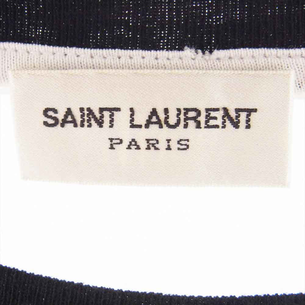 SAINT LAURENT サンローラン 17SS 480541 YB1EH Contrast Collar University Tee カレッジロゴ 半袖 リンガー Tシャツ ホワイト系 M【中古】