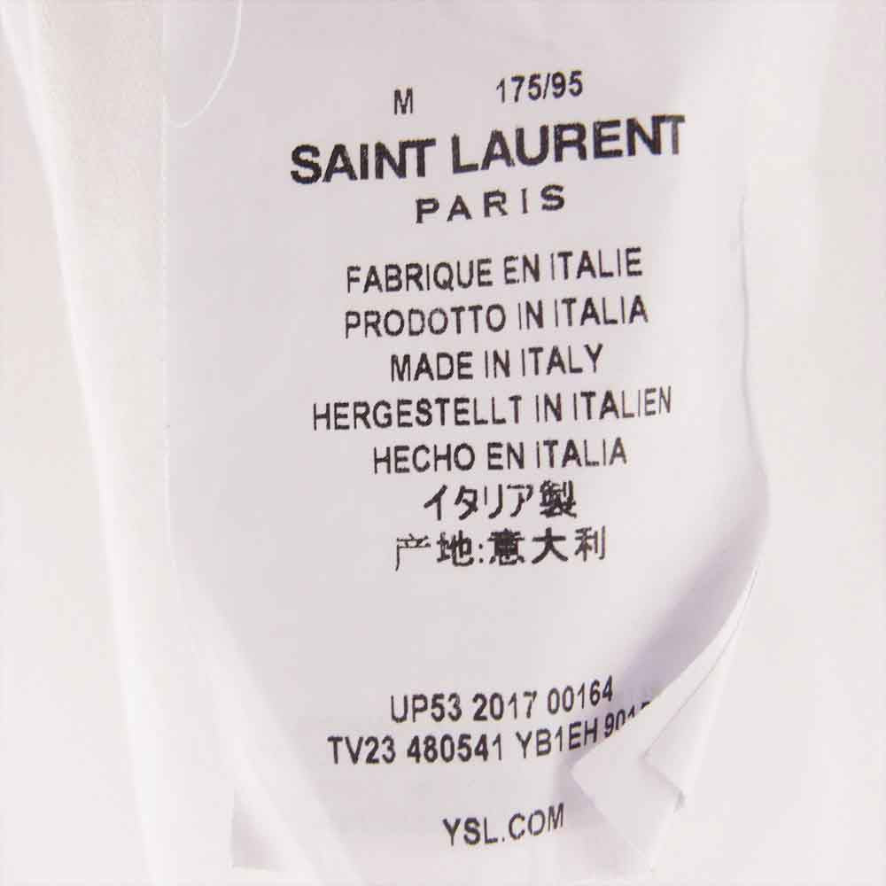 SAINT LAURENT サンローラン 17SS 480541 YB1EH Contrast Collar University Tee カレッジロゴ 半袖 リンガー Tシャツ ホワイト系 M【中古】