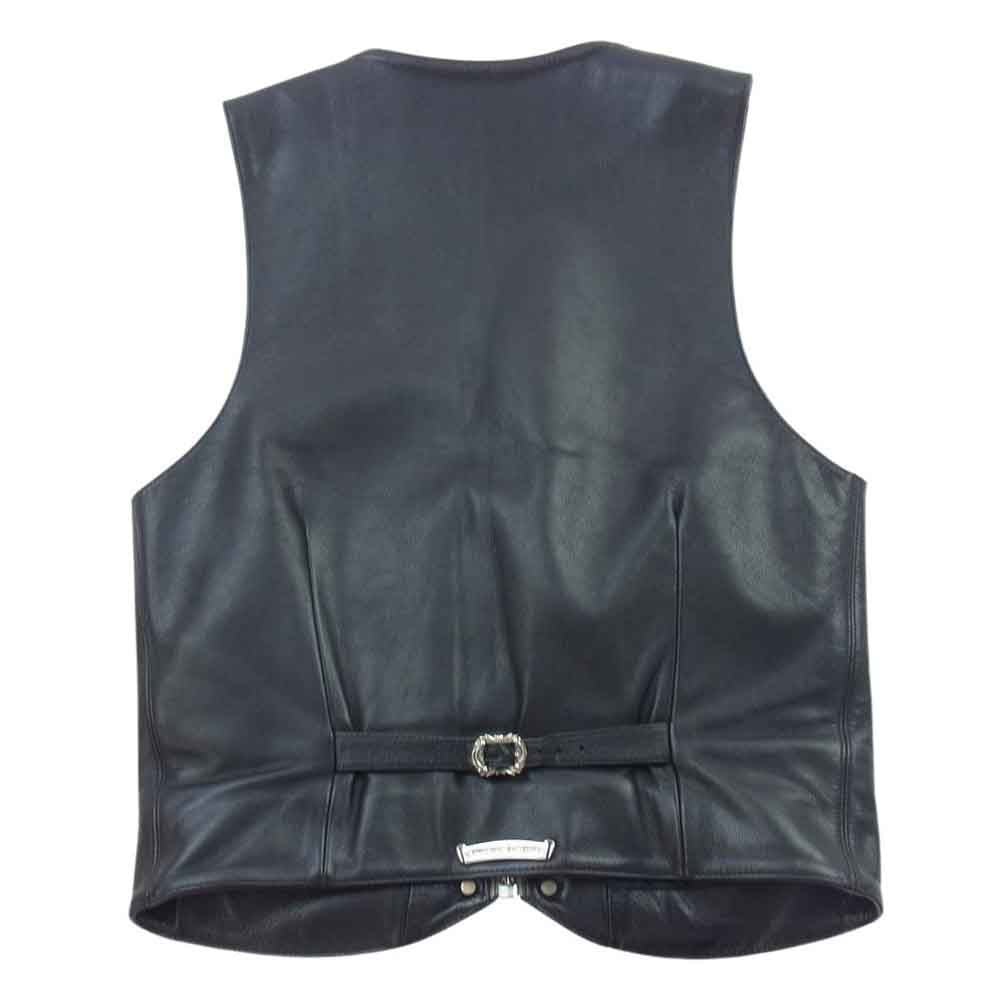 CHROME HEARTS クロムハーツ（原本無） 国内正規品 6BTN ZIP FRNT VEST スター ボタン ダガージップ レザー ベスト ブラック系 S【中古】