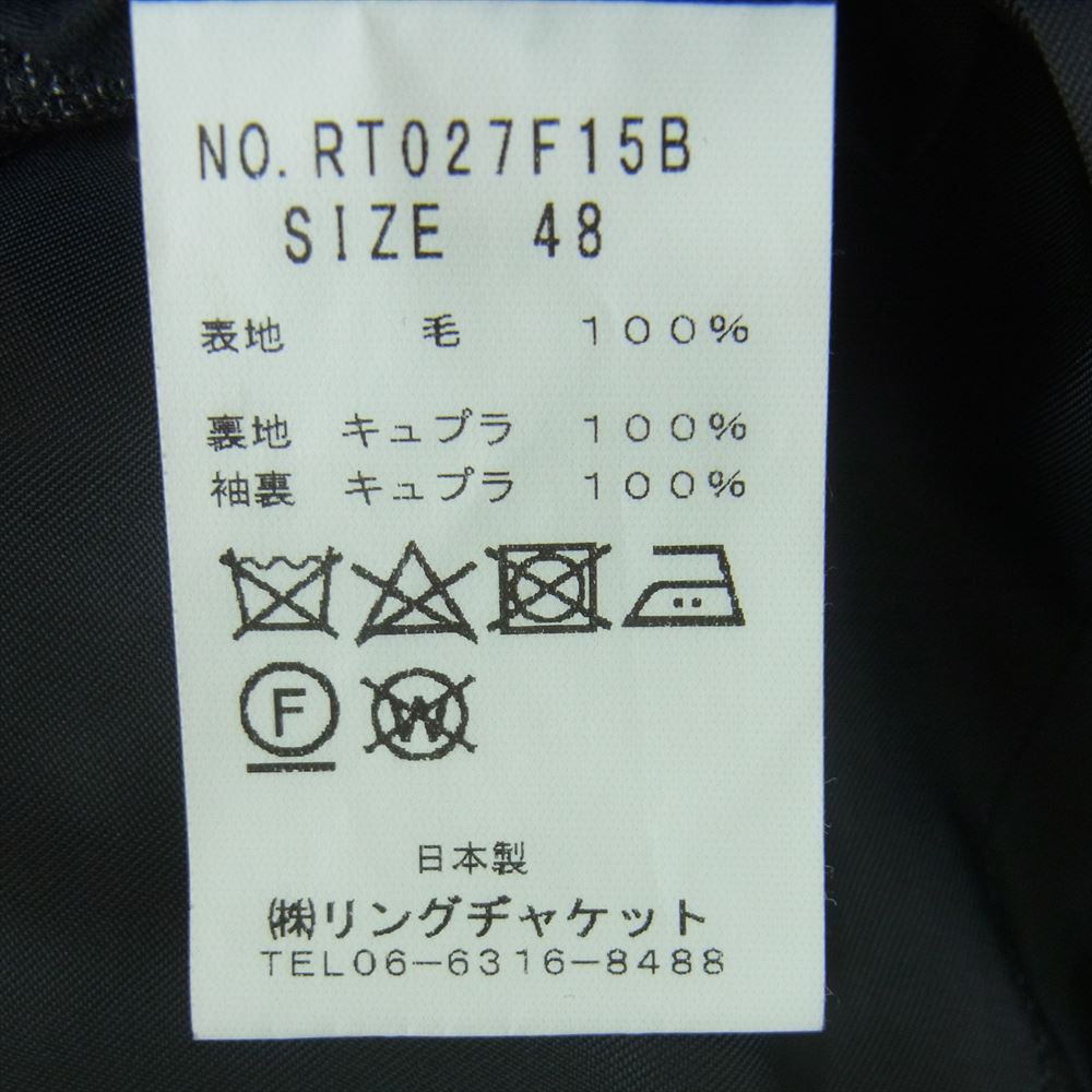 リングジャケット RT027F15B ウール チェック ジャケット パンツ セットアップ グレー系 48【中古】