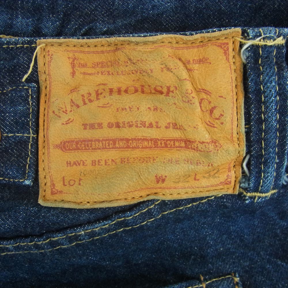 WAREHOUSE ウエアハウス シンチバック ボタンフライ ストレート デニム パンツ インディゴブルー系 32【中古】