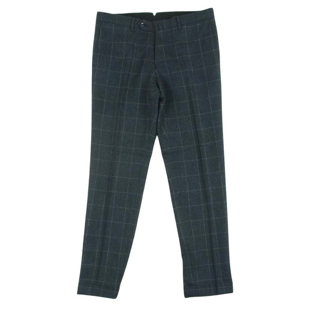 リングジャケット guji グジ ウール モヘア カシミア チェック ジャケット パンツ セットアップ グレー系 48【中古】