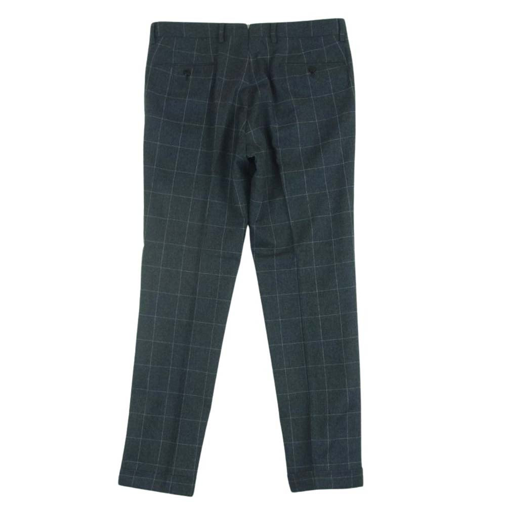 リングジャケット guji グジ ウール モヘア カシミア チェック ジャケット パンツ セットアップ グレー系 48【中古】