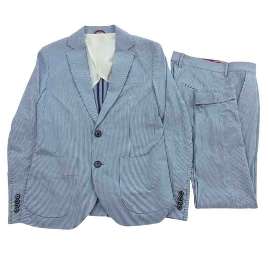 1piu1uguale3 ウノピュウノウグァーレトレ MRB264MRP302 スーツ セットアップ TRAVEL JACKET PANTS シアサッカー トラベル ジャケット スラックス パンツ  ライトブルー系【中古】