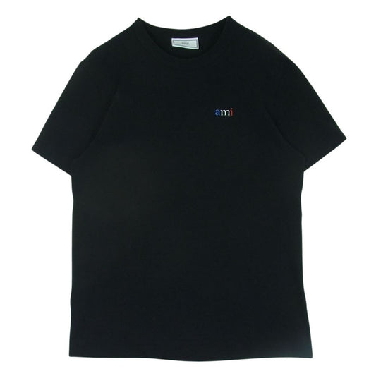 アミアレクサンドルマテュッシ E19J100 AMI PARIS アミパリス EMBROIDERY T-SHIRT トリコロールロゴ刺繍 半袖 Tシャツ ブラック系 L【中古】