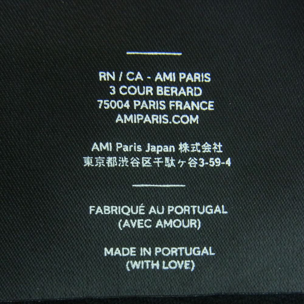 アミアレクサンドルマテュッシ E19J100 AMI PARIS アミパリス EMBROIDERY T-SHIRT トリコロールロゴ刺繍 半袖 Tシャツ ブラック系 L【中古】