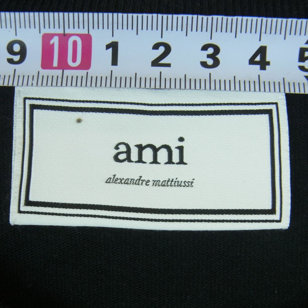 アミアレクサンドルマテュッシ E19J100 AMI PARIS アミパリス EMBROIDERY T-SHIRT トリコロールロゴ刺繍 半袖 Tシャツ ブラック系 L【中古】