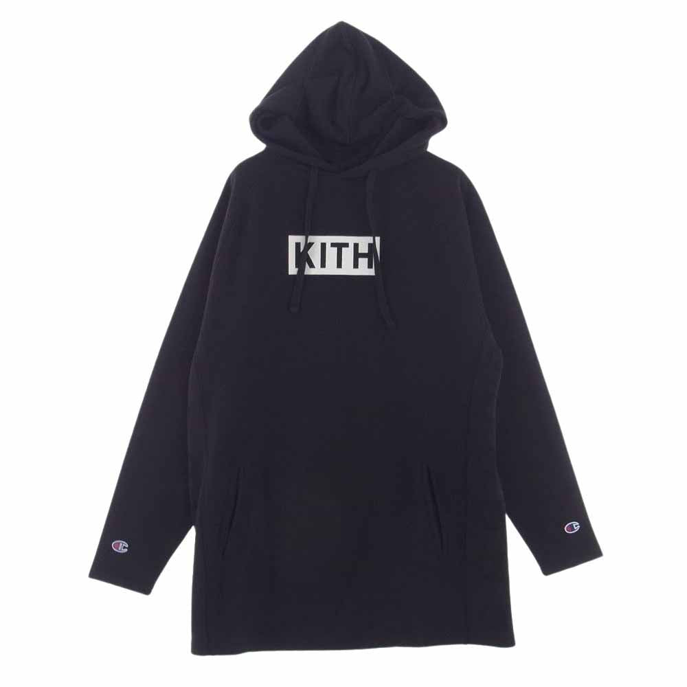 キス × Champion チャンピオン ロゴ プルオーバー パーカー ブラック系 S【中古】
