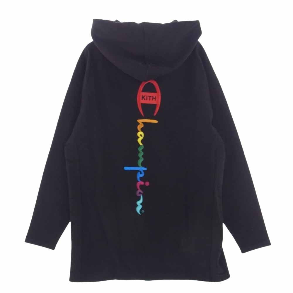 キス × Champion チャンピオン ロゴ プルオーバー パーカー ブラック系 S【中古】