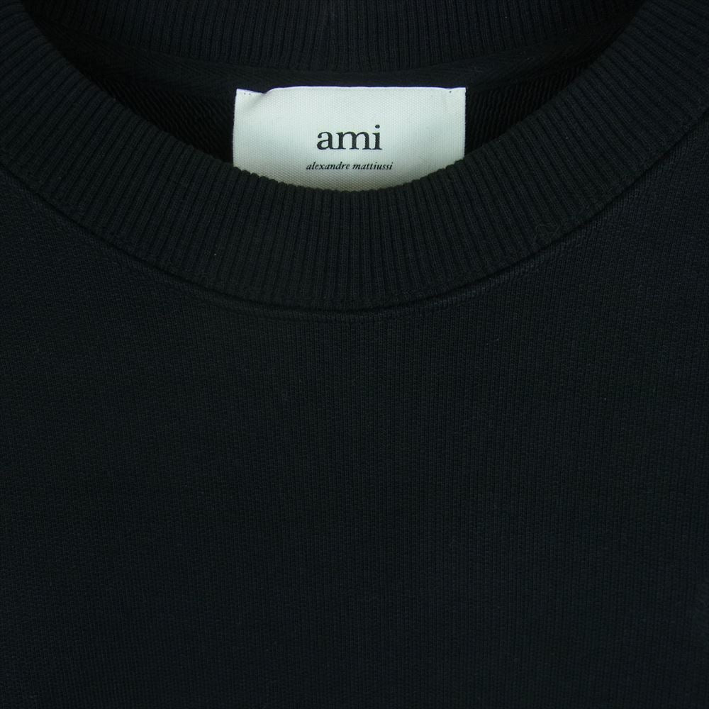 アミアレクサンドルマテュッシ E22USW002 AMI PARIS アミパリス ハート Aロゴ 刺繍 クルーネック スウェット ブラック系【中古】