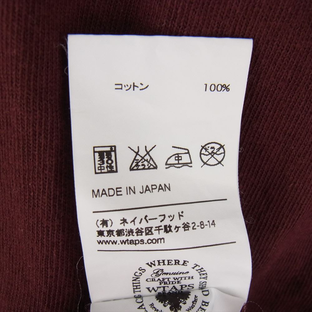 WTAPS ダブルタップス 14SS 141ATDT-CSM17 ロゴ プリント 半袖Tシャツ エンジ系 M【中古】