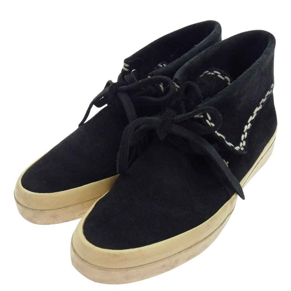 VISVIM ビズビム FLYNT HI SASHIKO 刺し子 ハイカット スエード ブーツ  ブラック系 US8【中古】