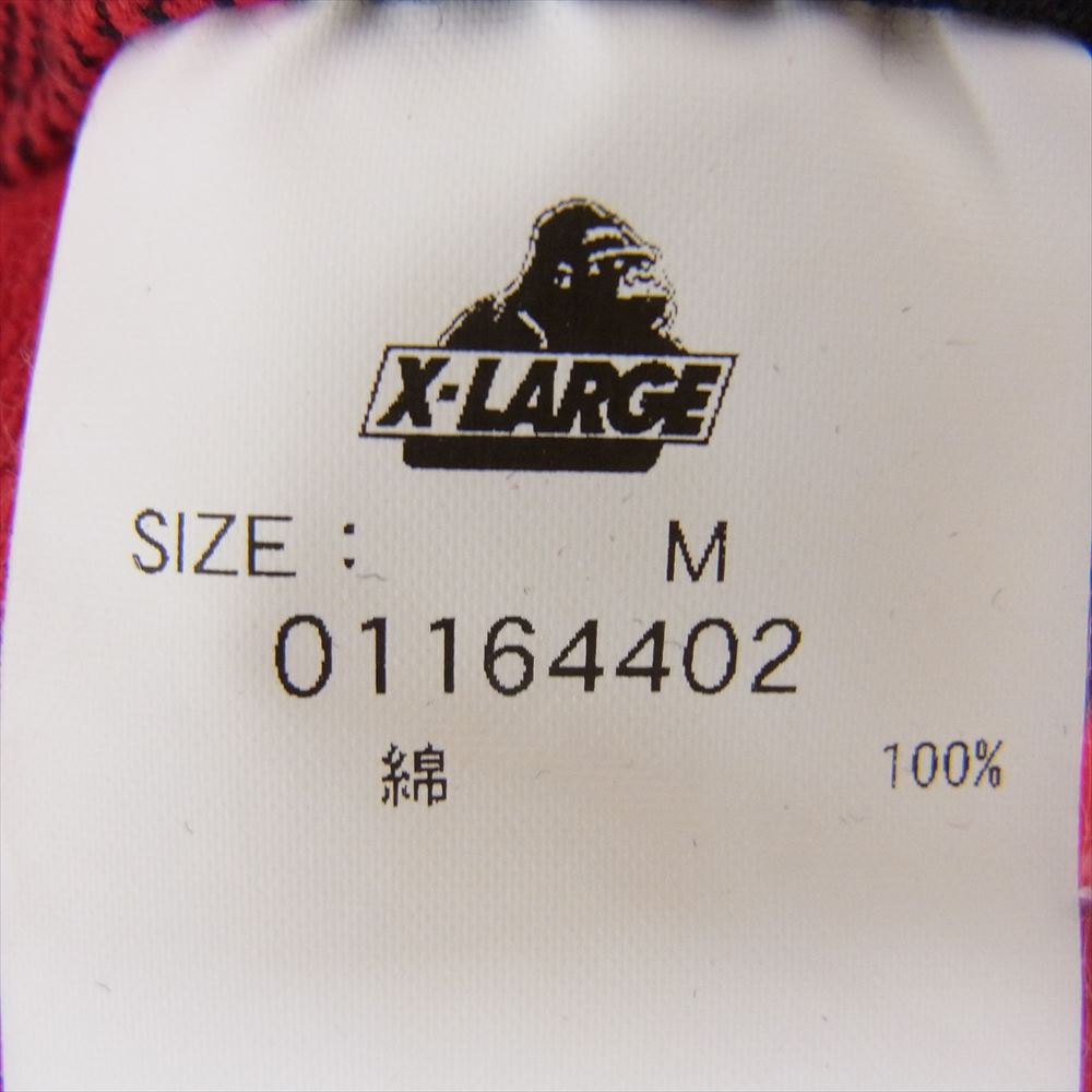 エクストララージ 1164402 バックロゴプリント チェック柄 ネルシャツ フーディ パーカー レッド系 M【中古】