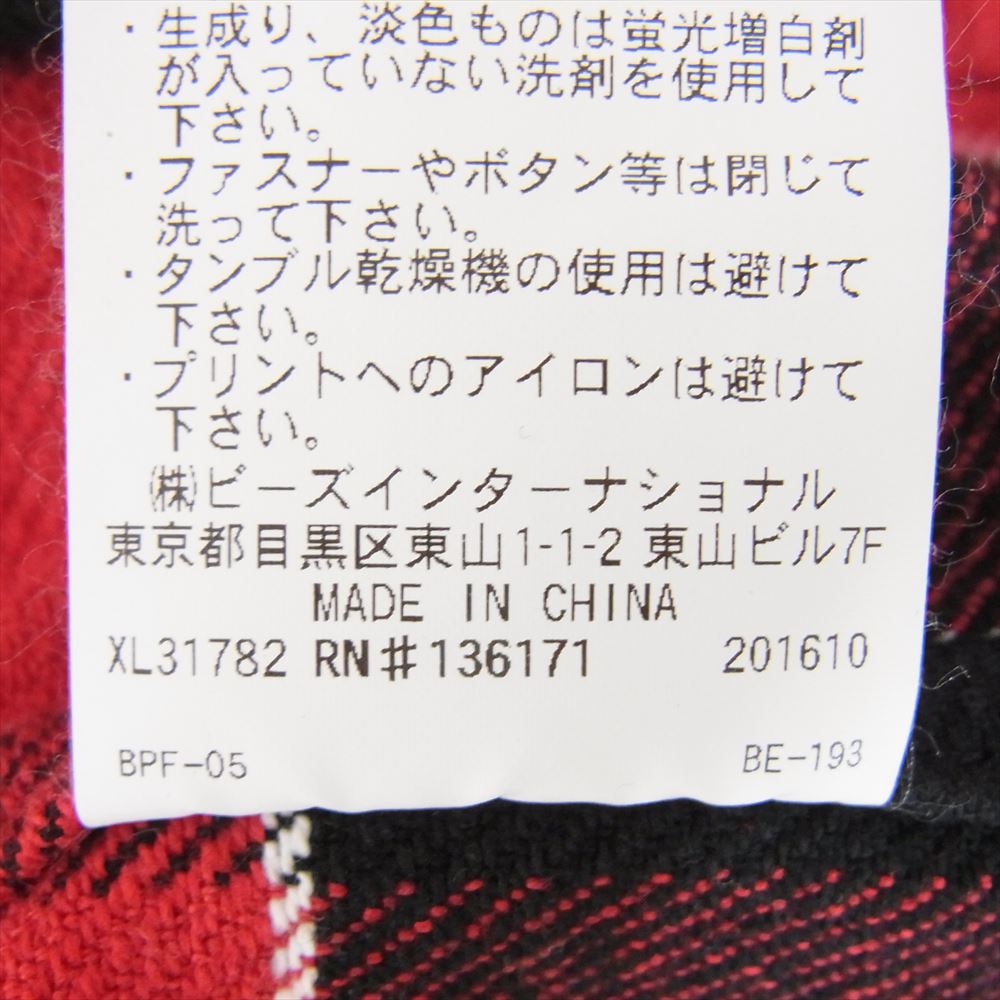 エクストララージ 1164402 バックロゴプリント チェック柄 ネルシャツ フーディ パーカー レッド系 M【中古】