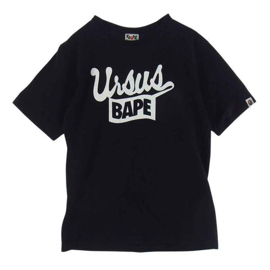 A BATHING APE アベイシングエイプ 001TEG201029X BAPE ベイプ ロゴプリント クルーネック 半袖 Tシャツ ブラック系 L【中古】