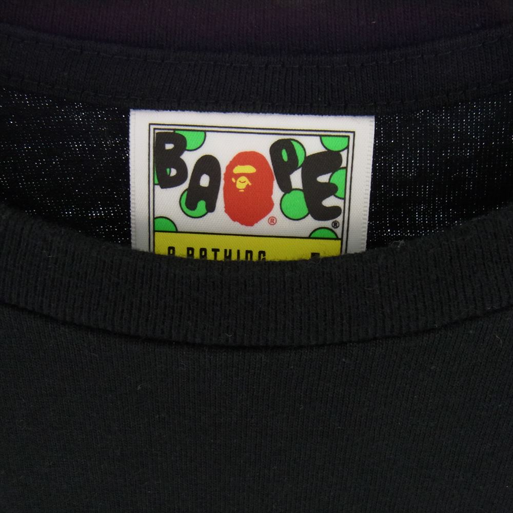 A BATHING APE アベイシングエイプ 001TEG201029X BAPE ベイプ ロゴプリント クルーネック 半袖 Tシャツ ブラック系 L【中古】