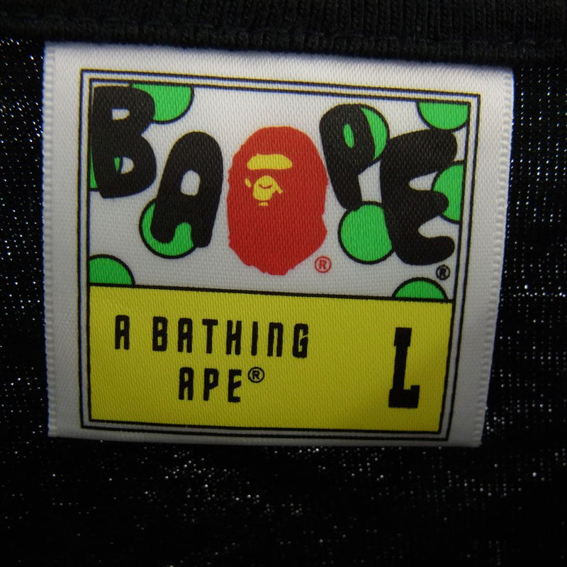 A BATHING APE アベイシングエイプ 001TEG201029X BAPE ベイプ ロゴプリント クルーネック 半袖 Tシャツ ブラック系 L【中古】
