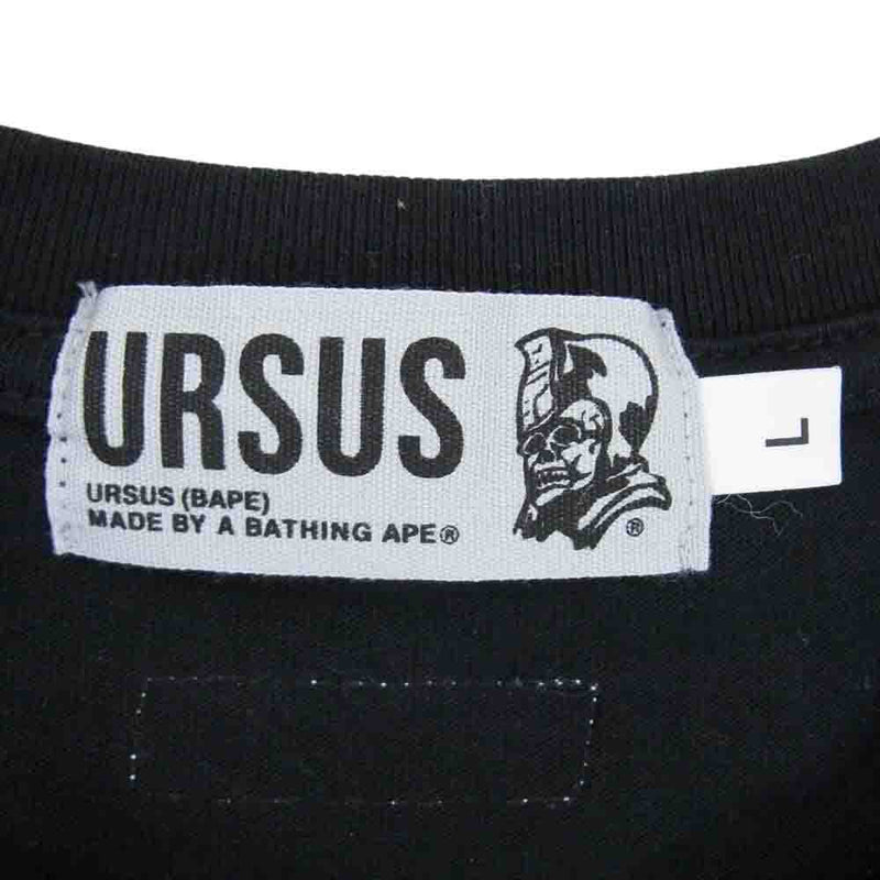 A BATHING APE アベイシングエイプ 001TEH201006X URSUS BAPE アーサスベイプ ロゴプリント カモフラ クルーネック 半袖 Tシャツ ブラック系 L【中古】