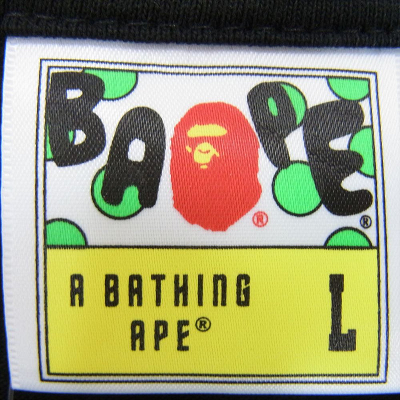 A BATHING APE アベイシングエイプ 001TEG301048X BAPE ベイプ チェックパッチワーク ロゴプリント クルーネック 半袖 Tシャツ ブラック系 L【中古】