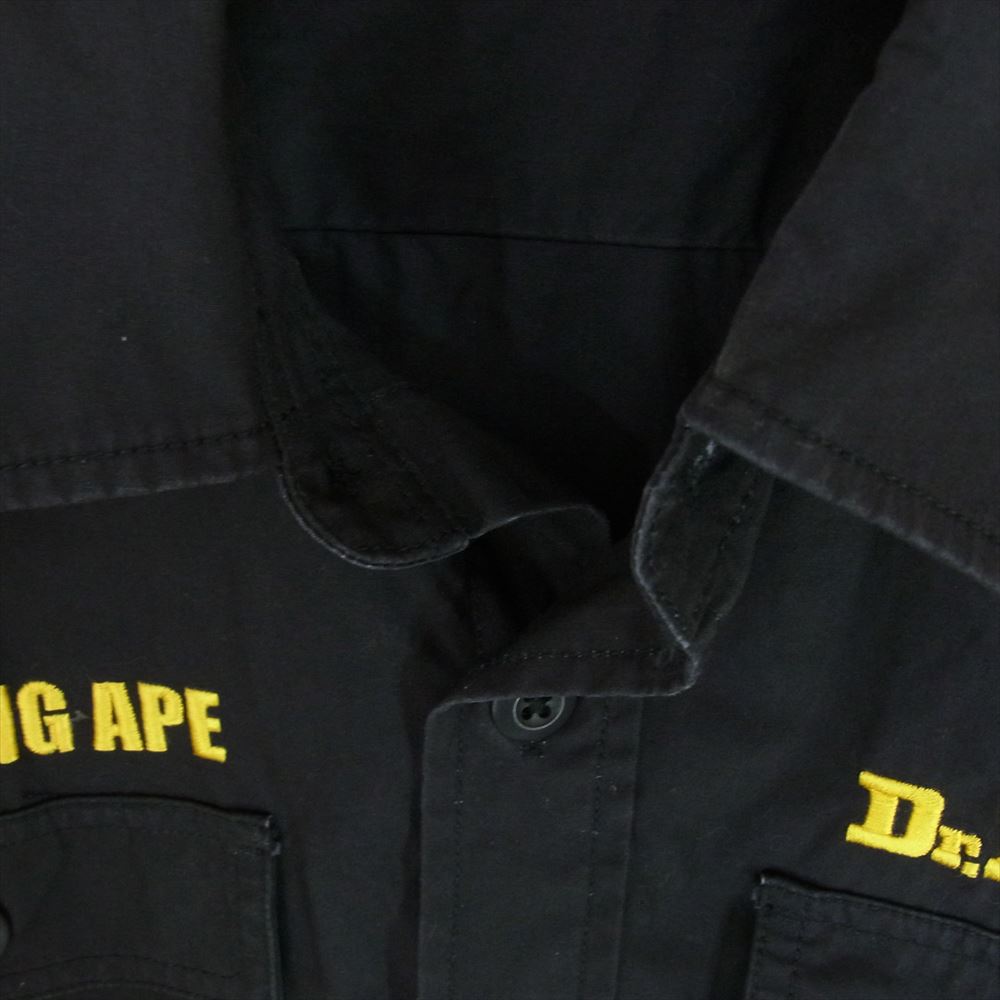 A BATHING APE アベイシングエイプ 001SHE231902X ? Dr.Martens ドクターマーチン Wネーム ロゴ刺繍 長袖 ミリタリー シャツ ブラック系 M【中古】