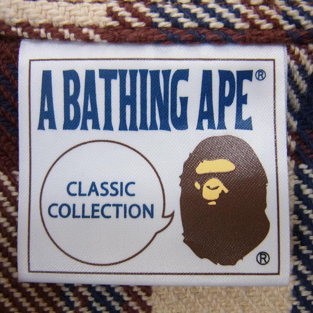 A BATHING APE アベイシングエイプ 001SHG801003X BAPE CHECK FLANNEL SHIRT BUSY WORKS ロゴ刺繍 ベイプ フランネル チェック ネルシャツ マルチカラー系 S【中古】