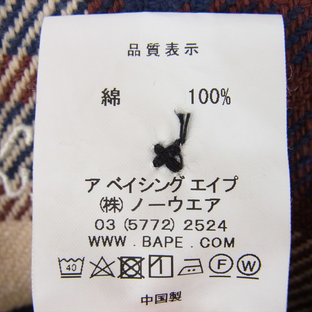 A BATHING APE アベイシングエイプ 001SHG801003X BAPE CHECK FLANNEL SHIRT BUSY WORKS ロゴ刺繍 ベイプ フランネル チェック ネルシャツ マルチカラー系 S【中古】