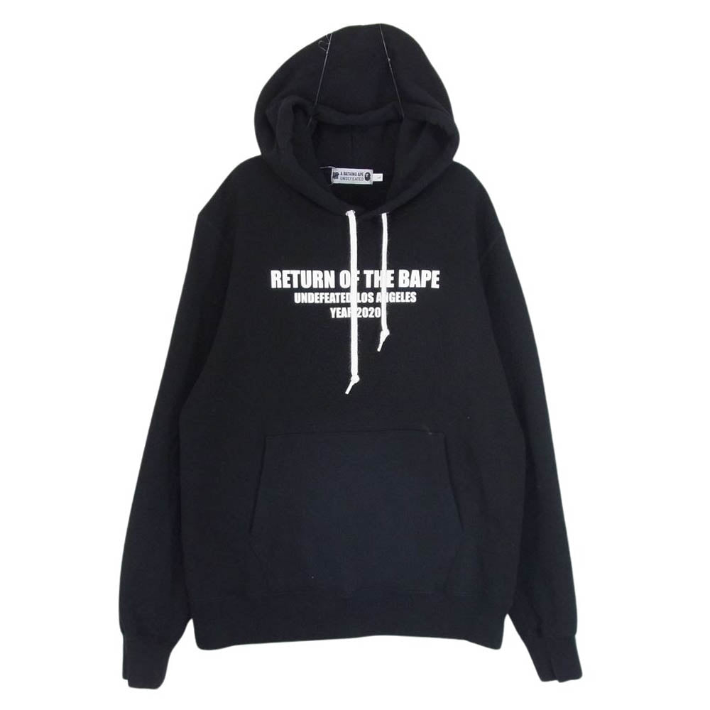 A BATHING APE アベイシングエイプ 001PPG731903X UNDEFEATED アンディーフィーテッド PULLOVER HOODIE プルオーバー フーディ パーカー ブラック系 L【中古】