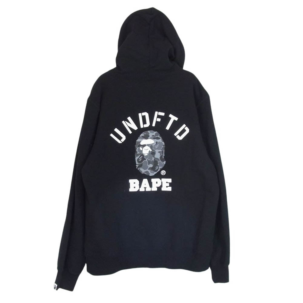 A BATHING APE アベイシングエイプ 001PPG731903X UNDEFEATED アンディーフィーテッド PULLOVER HOODIE プルオーバー フーディ パーカー ブラック系 L【中古】