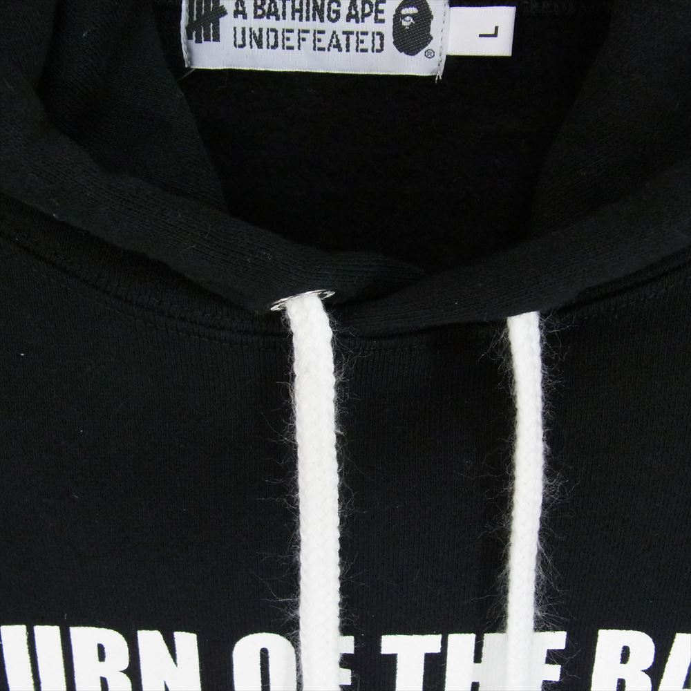 A BATHING APE アベイシングエイプ 001PPG731903X UNDEFEATED アンディーフィーテッド PULLOVER HOODIE プルオーバー フーディ パーカー ブラック系 L【中古】