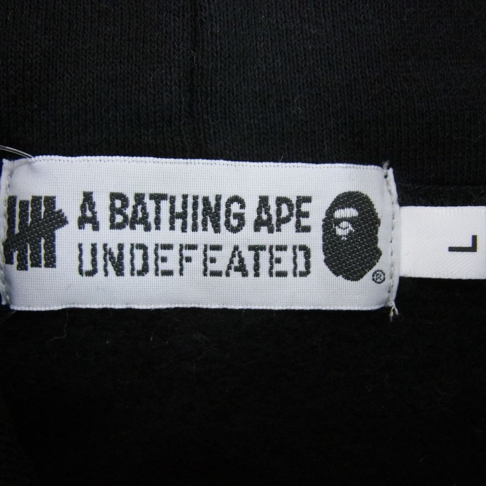 A BATHING APE アベイシングエイプ 001PPG731903X UNDEFEATED アンディーフィーテッド PULLOVER HOODIE プルオーバー フーディ パーカー ブラック系 L【中古】