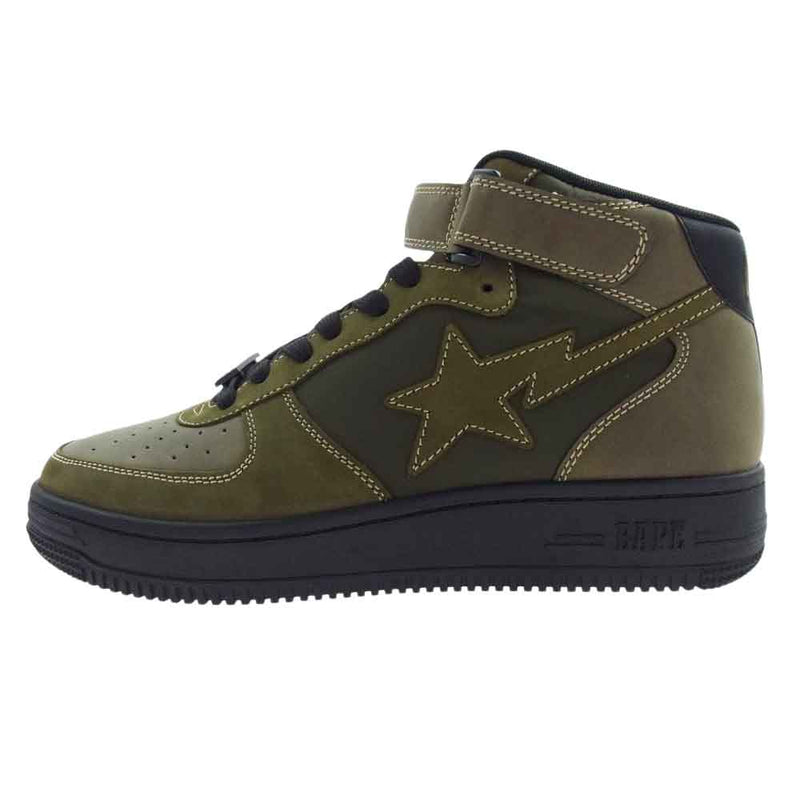 A BATHING APE アベイシングエイプ 1H30191006 MILITARY BAPE STA ミリタリー ベイプスタ ハイカット スニーカー カーキ系 オリーブ 27.5cm【極上美品】【中古】